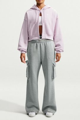 Nike Nike Sportswear Studio Fleece Oversized High-Rise Cargo Pants in Dark Grey, Women's at Urban Outfitters