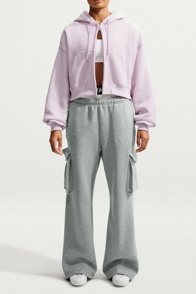 Nike Nike Sportswear Studio Fleece Oversized High-Rise Cargo Pants in Dark Grey, Women's at Urban Outfitters