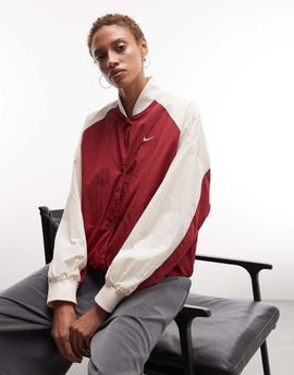 Nike Nike Street varsity jacket in off white and red