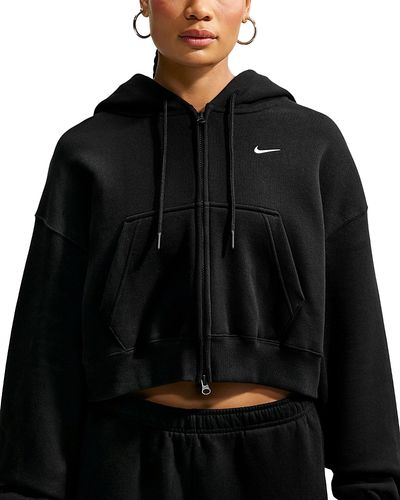 Nike Nike Studio Cotton Blend Oversized Full Zip Cropped Hoodie
