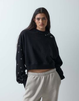 Nike Nike Studio Fleece cropped sweatshirt in black with studded detail