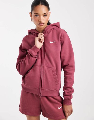 Nike Nike Studio fleece hoodie in light brown-Red