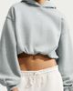 Nike Nike Studio Fleece Oversized Cropped Hoodie Sweatshirt in Dark Grey, Women's at Urban Outfitters - 1