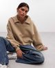 Nike Nike Studio Fleece Oversized cropped polo shirt in beige-Green - 1