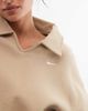 Nike Nike Studio Fleece Oversized cropped polo shirt in beige-Green - 3