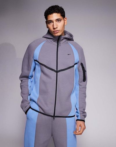 Nike Nike Tech Pro track jacket in gray and blue