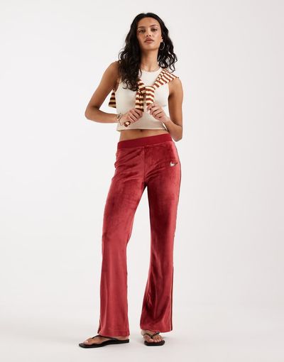 Nike Nike Velour full-zip sweatpants in burgundy-Red