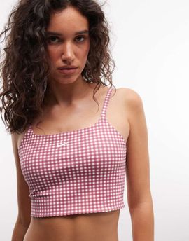 Nike Training Nike One Dri-FIT bra top in pink gingham