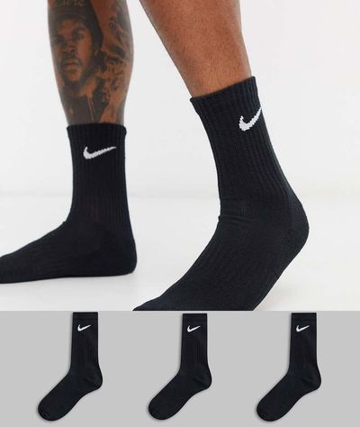Nike Training Nike Training Everyday Cushioned 3 pack crew sock in black