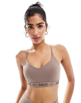 Nike Training Nike Training Indy light support sports bra in brown