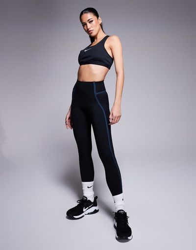 Nike Training Nike Training One contrast stitch 7/8 leggings in black