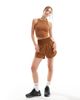 Nike Training Nike Training One high rise 3 inch shorts in tan-Neutral - 4