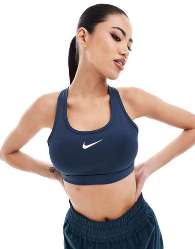 Nike Training Nike Training Swoosh medium support sports bra in navy