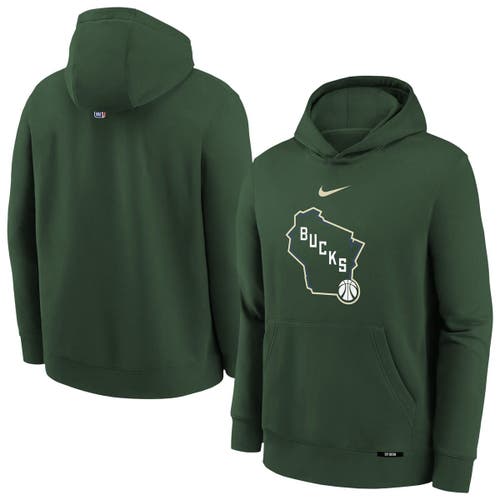 Nike Youth Nike Hunter Green Milwaukee Bucks 2025/26 City Edition Club Fleece Pullover Hoodie 