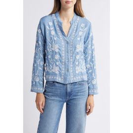 NIKKI LUND NIKKI LUND Madison Floral Embroidered Chambray Button-Up Shirt