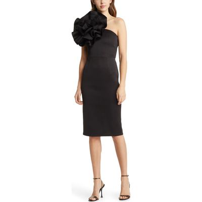 NIKKI LUND NIKKI LUND Marlena Rosette One-Shoulder Dress