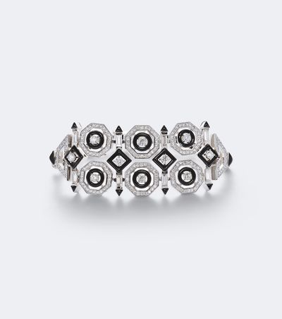 Nikos Koulis Nikos Koulis Oui 18kt white gold and enamel bracelet with diamonds