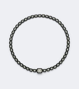Nikos Koulis Nikos Koulis Oui 18kt white gold and enamel necklace with diamonds