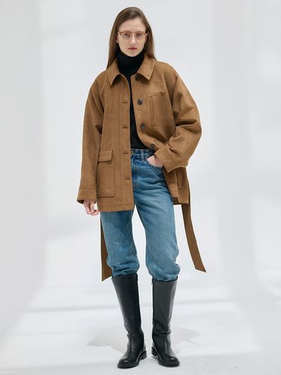 NILBY P 24FN leather safari jacket [BR]