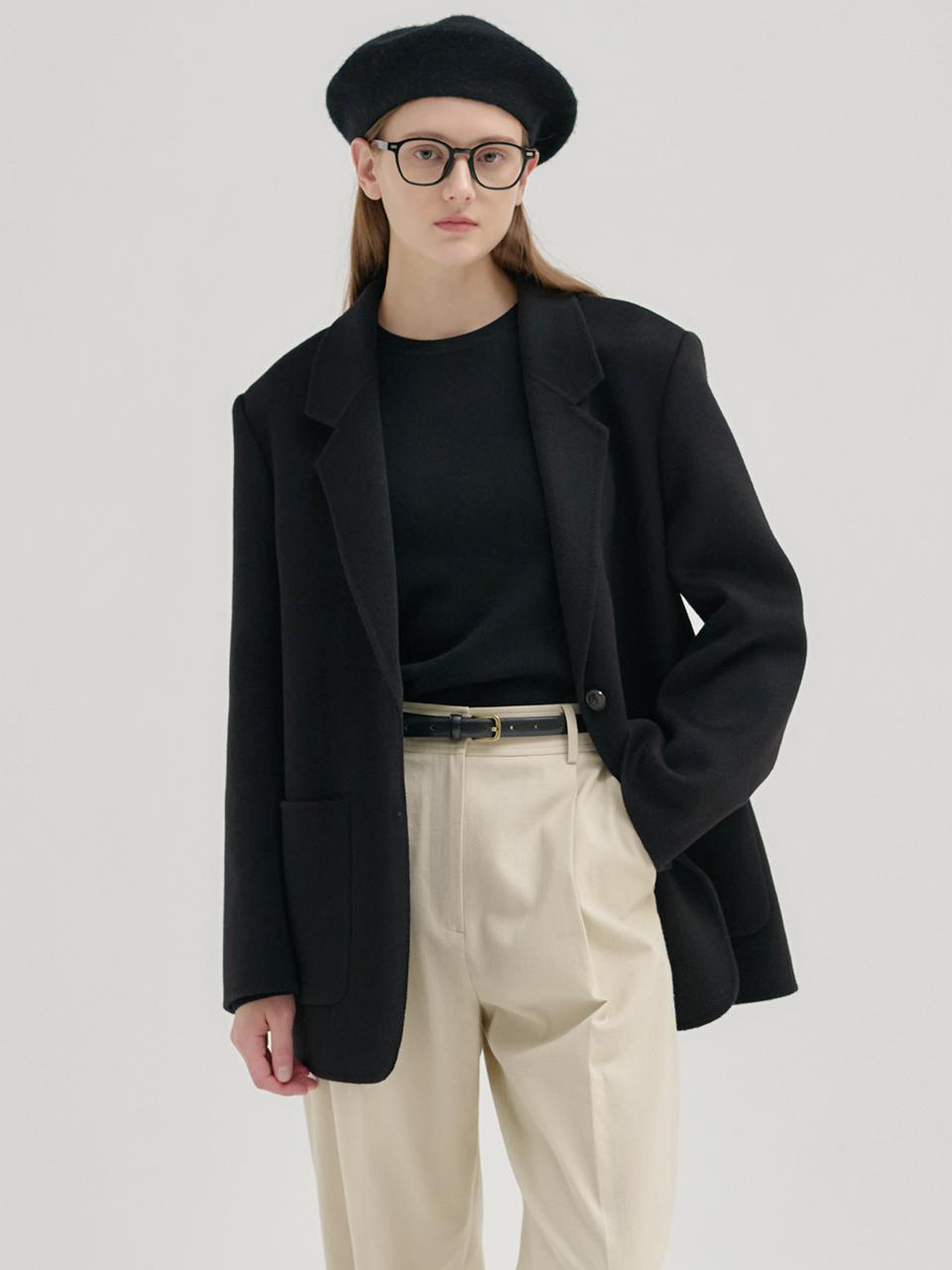 NILBY P 24FN relax fit handmade jacket [BK]