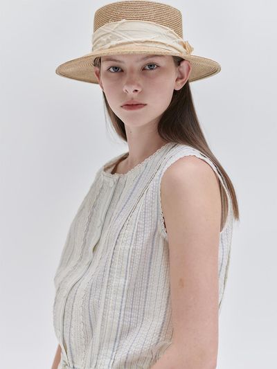 NILBY P 24N Lace Patch Summer Blouse - Stripes