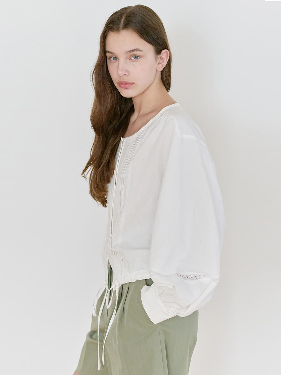 NILBY P 25N Scoop Neck Blouse Blazer [WH]
