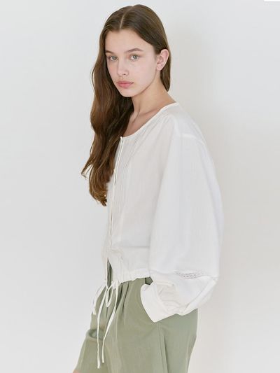 NILBY P 25N Scoop Neck Blouse Blazer [WH]