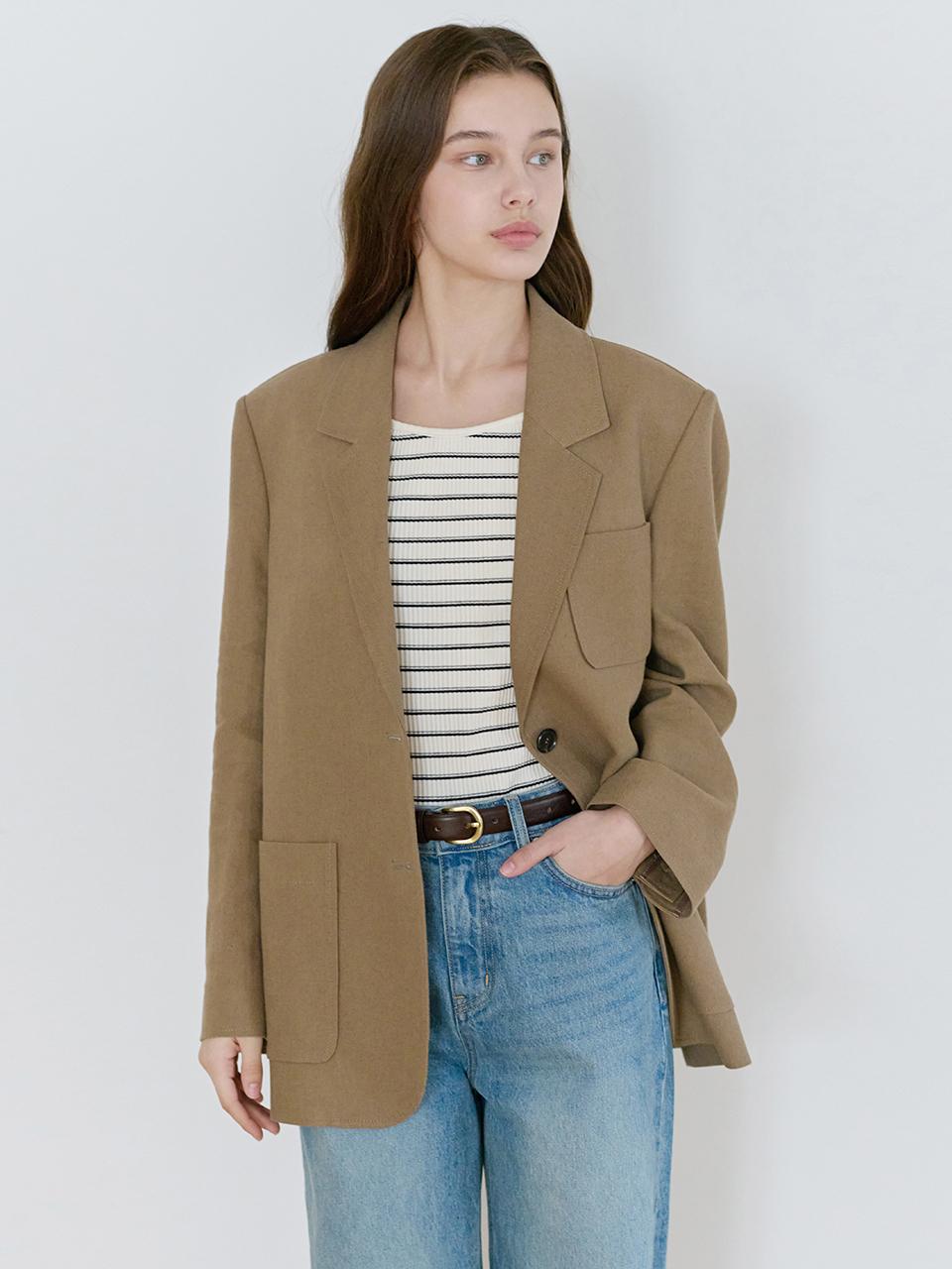 NILBY P 25N Summer Vintage Linen Blazer [C/BR]