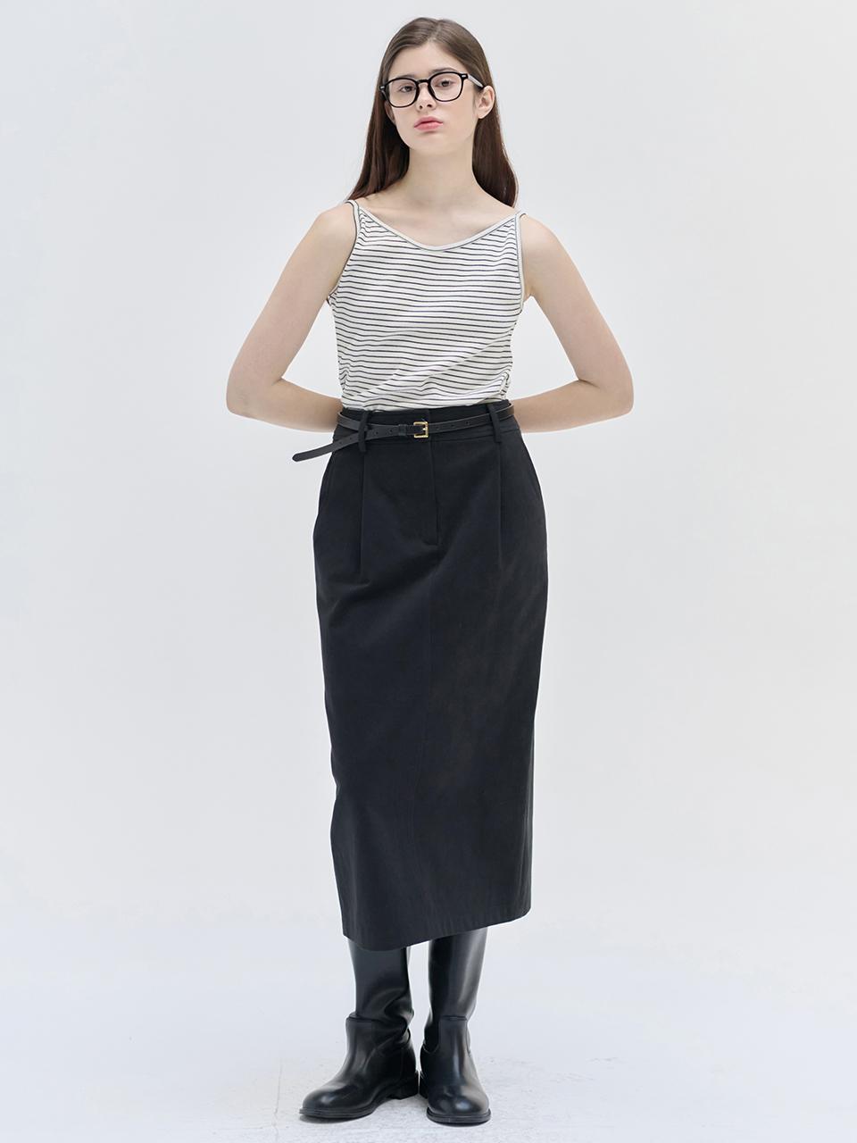 NILBY P 25SN Cotton Tuck Skirt [BK]