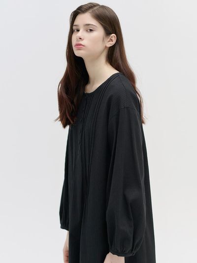 NILBY P 25SN Pin-tuck Tunic Dress [BK]