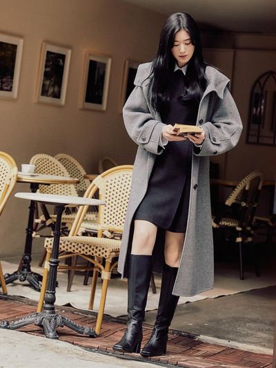 NILBY P Hooded Roomy Handmade Coat [Melange Grey]