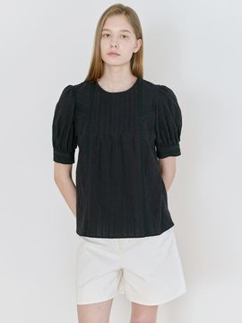 NILBY P Pin-tuck Lace Blouse (25N) [BK]