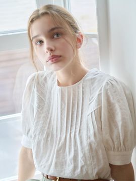NILBY P Pin-tuck Lace Blouse (25N) [WH]