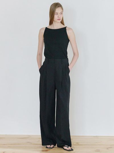 NILBY P Summer Casual Wide Banding Pants [BK]