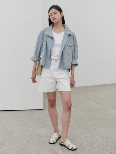 NILBY P Summer Denim Shorts_White