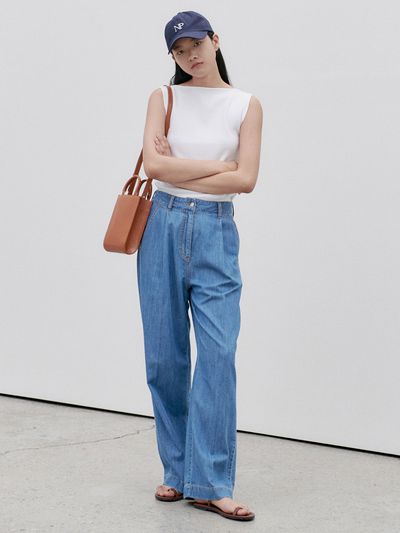 NILBY P Summer One Tuck Wide Denim Pants