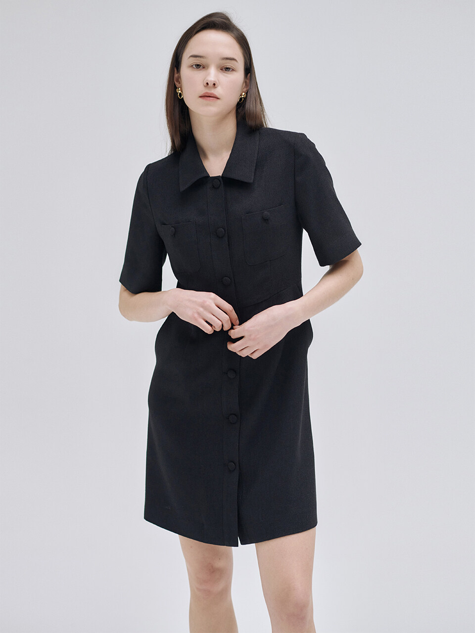 NILBY P Tweed Minimal Dress_Black