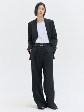 NILBY P two-tuck wide pants [BK]