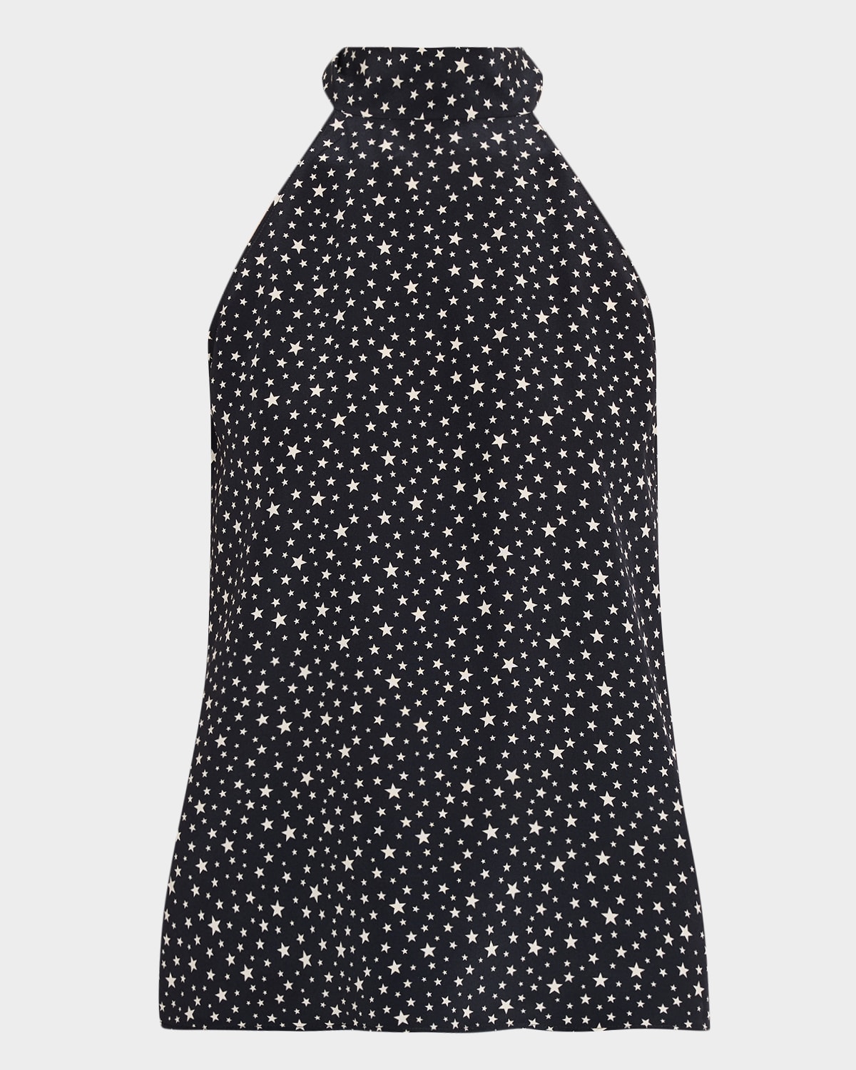 Nili Lotan Alla Star-Print Silk Halterneck Blouse