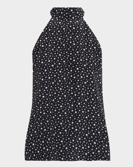 Nili Lotan Alla Star-Print Silk Halterneck Blouse
