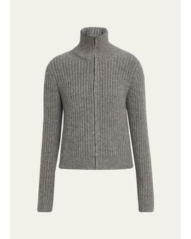 Nili Lotan Arlen Funnel-Neck Wool-Blend Knit Cardigan