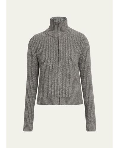 Nili Lotan Arlen Funnel-Neck Wool-Blend Knit Cardigan