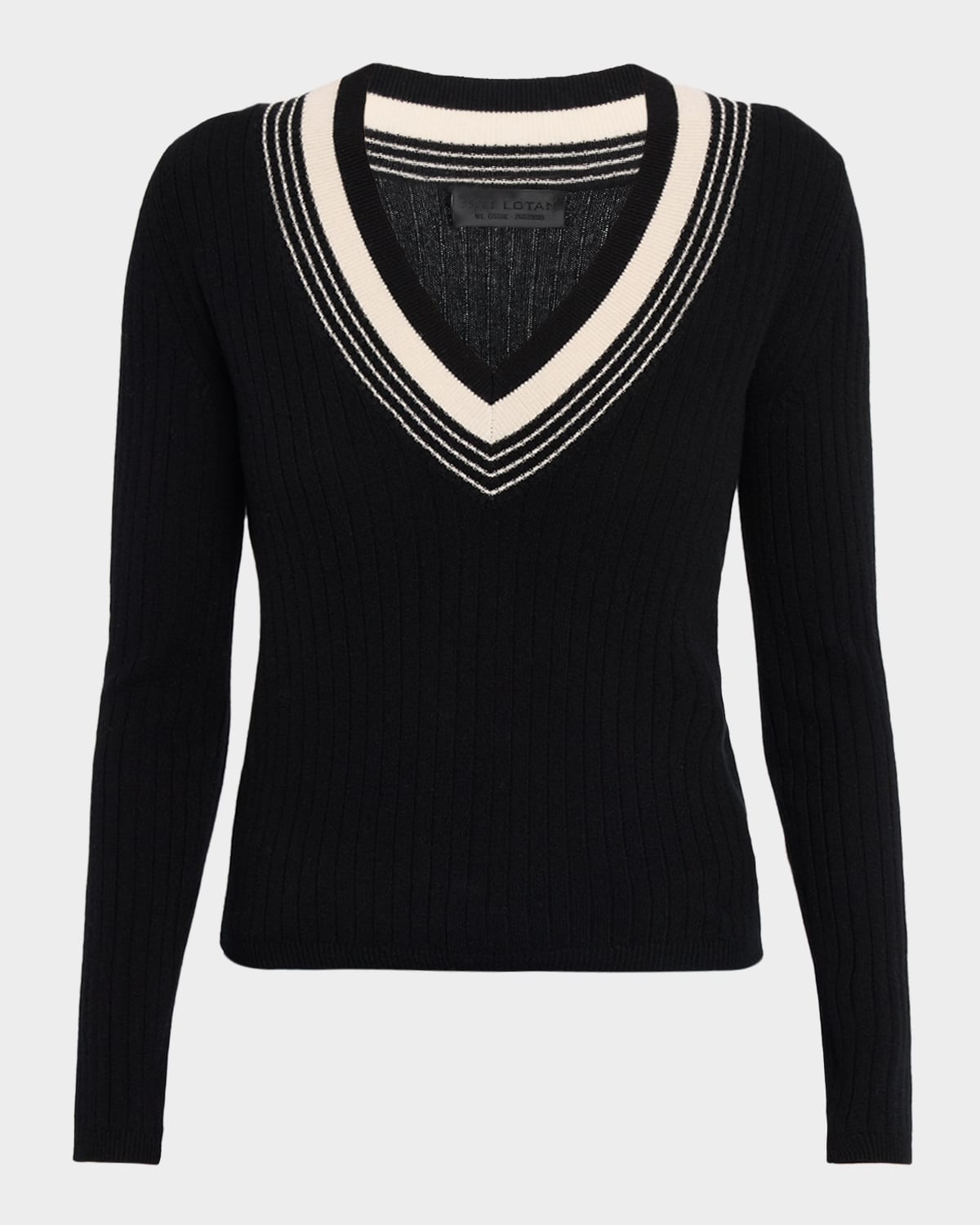 Nili Lotan Aziel V-Neck Cashmere Rib Sweater