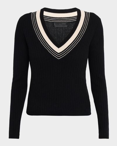 Nili Lotan Aziel V-Neck Cashmere Rib Sweater