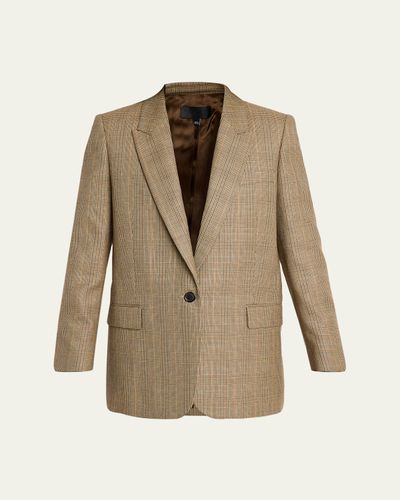 Nili Lotan Diane Check Wool Single-Breasted Blazer Jacket