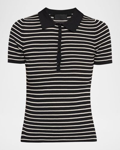 Nili Lotan Fenna Striped Short-Sleeve Polo Shirt