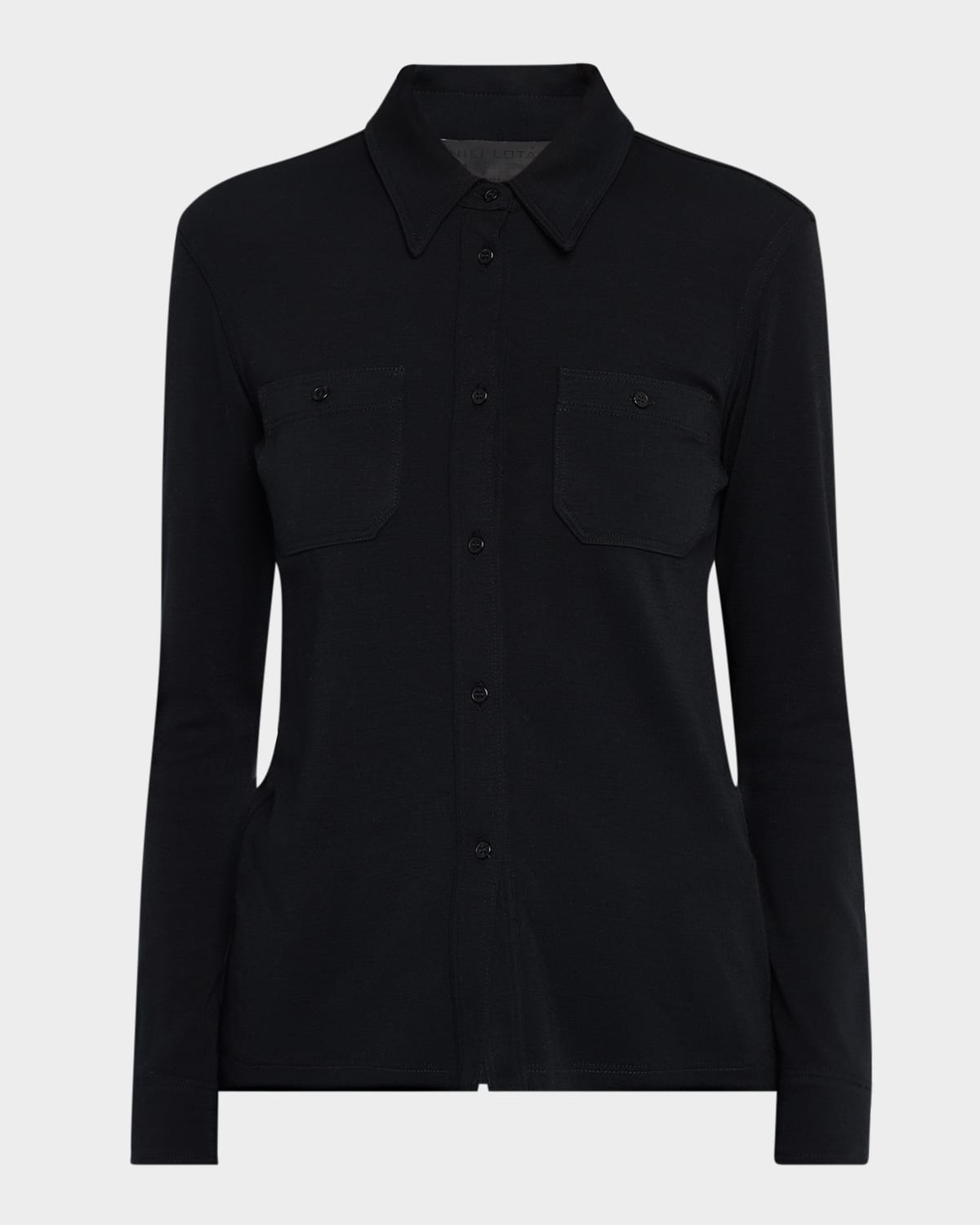 Nili Lotan Ibra Wool Jersey Button-Down Shirt