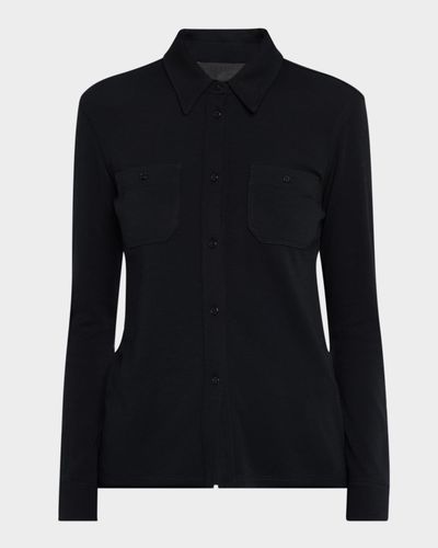 Nili Lotan Ibra Wool Jersey Button-Down Shirt