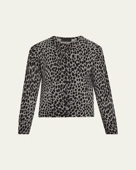 Nili Lotan Keelah Cashmere Leopard-Spot Cardigan