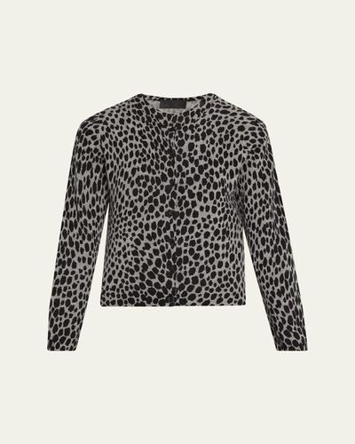 Nili Lotan Keelah Cashmere Leopard-Spot Cardigan